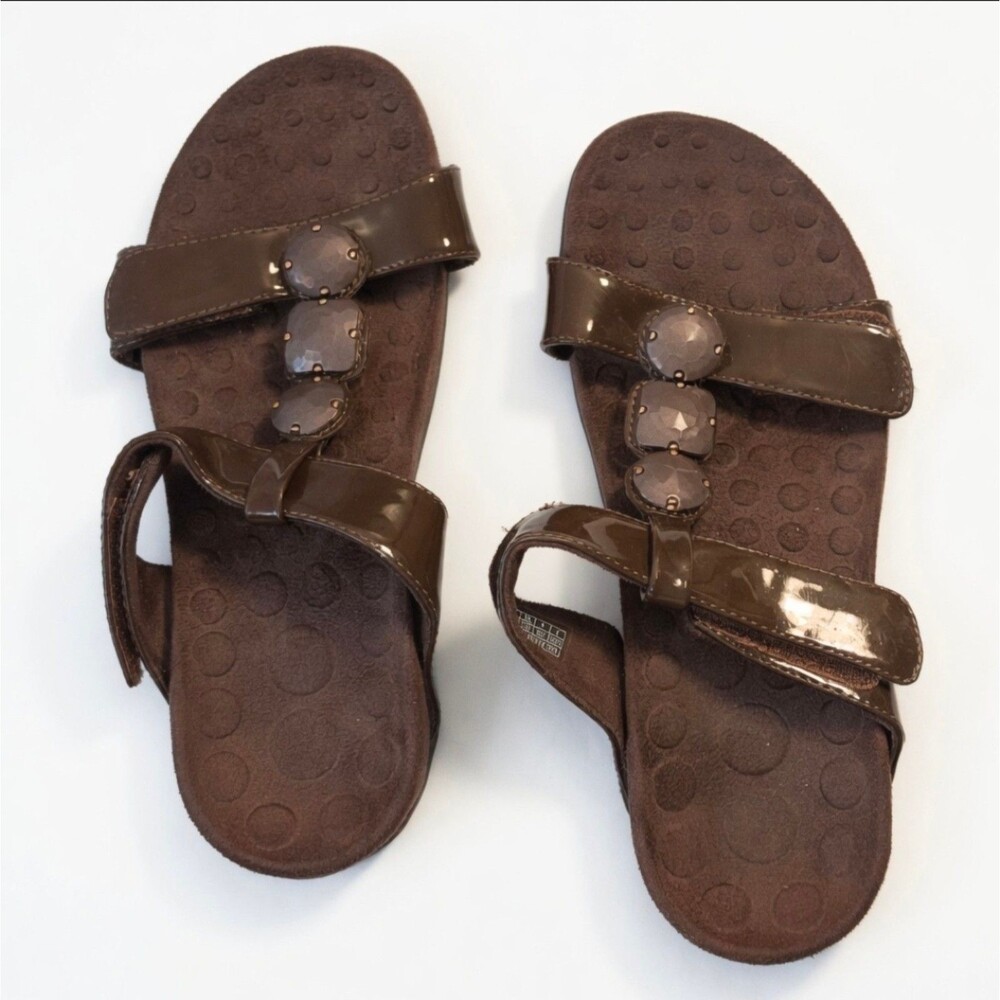 Orthaheel Albany Brown Jeweled Strappy Comfort Sandals Women's Size 7 US TVW1194